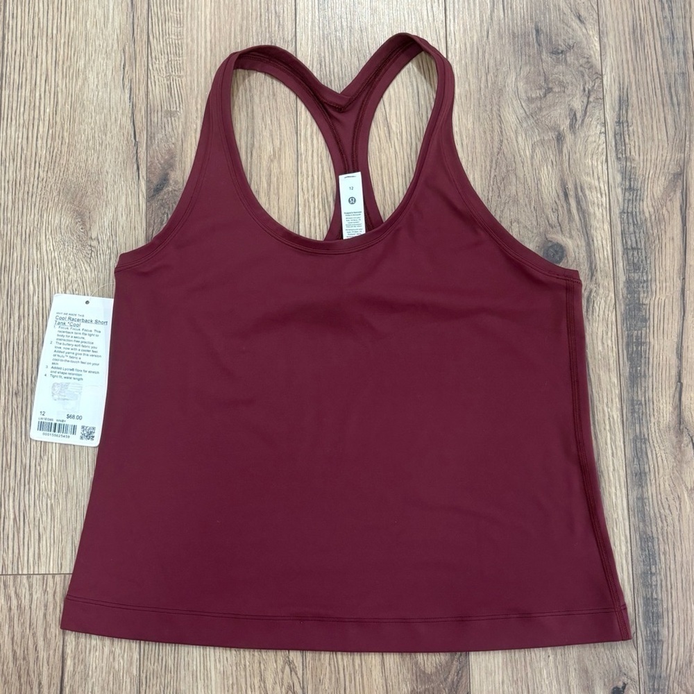 NWT Lululemon Cool Racerback Short Tank Top Size 12 In Wine Berry
